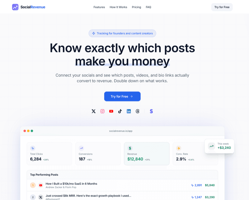 SocialRevenue product screenshot