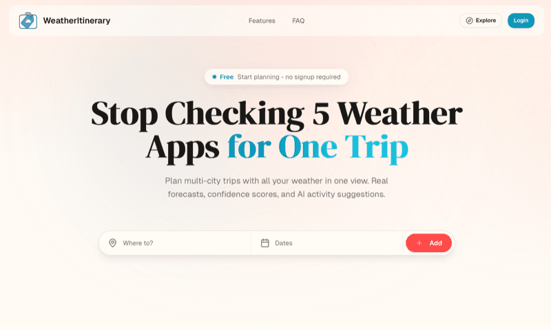 WeatherItinerary product screenshot
