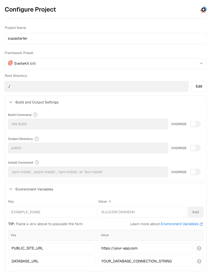 Vercel project configuration