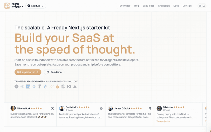 supastarter product screenshot